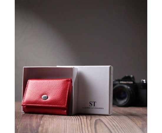 Купить Компактное женское портмоне с монетницей из натуральной кожи ST Leather 22729 Красный, фото , изображение 12, характеристики, отзывы