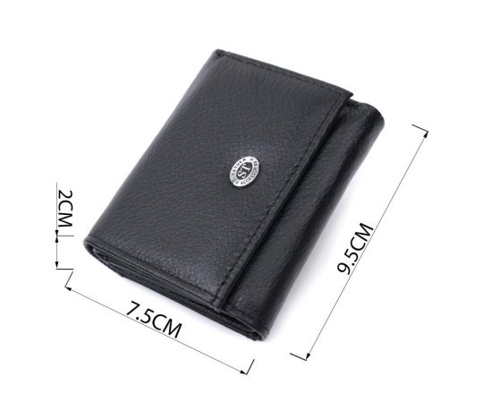Купить Небольшое женское портмоне с монетницей из натуральной кожи ST Leather 22730 Черный, фото , изображение 3, характеристики, отзывы