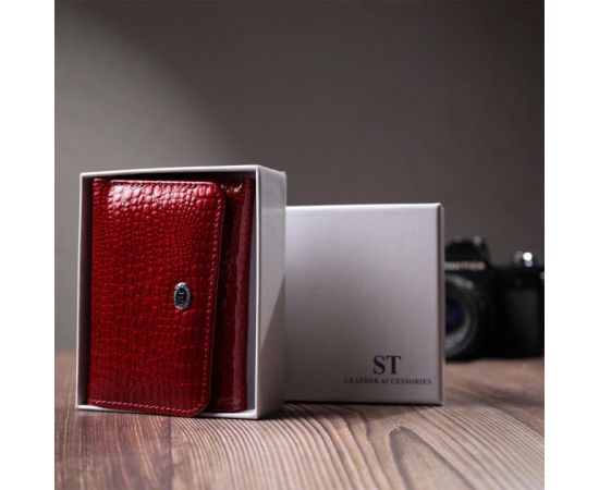 Купить Стильный женский фактурный кошелек из натуральной кожи ST Leather 22731 Красный, фото , изображение 12, характеристики, отзывы