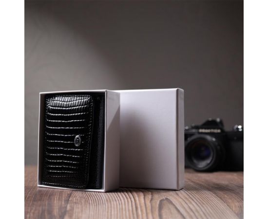 Купить Женский стильный кошелек из фактурной натуральной кожи ST Leather 22732 Черный, фото , изображение 11, характеристики, отзывы