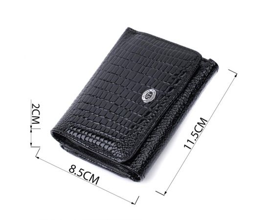 Купить Женский стильный кошелек из фактурной натуральной кожи ST Leather 22732 Черный, фото , изображение 3, характеристики, отзывы