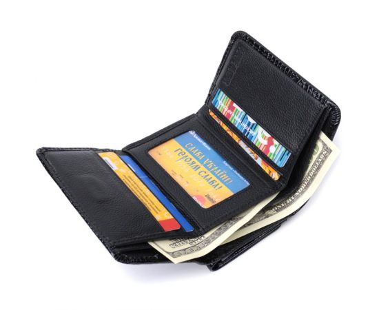 Купить Женский стильный кошелек из фактурной натуральной кожи ST Leather 22732 Черный, фото , изображение 7, характеристики, отзывы