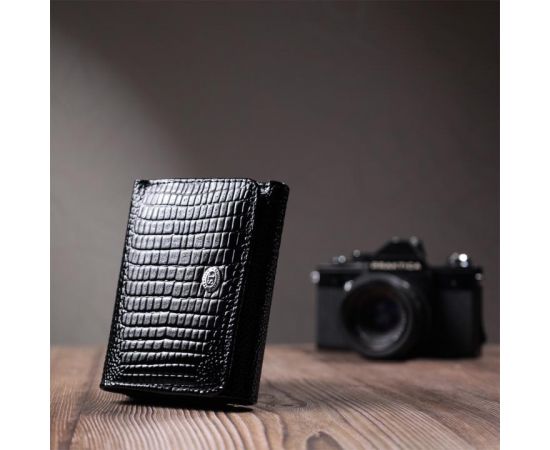 Купить Женский стильный кошелек из фактурной натуральной кожи ST Leather 22732 Черный, фото , изображение 9, характеристики, отзывы