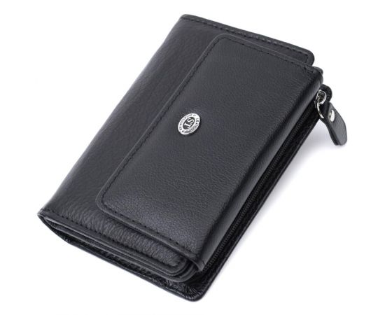 Купить Практичный кошелек с монетницей из натуральной кожи ST Leather 22740 Черный, фото , характеристики, отзывы