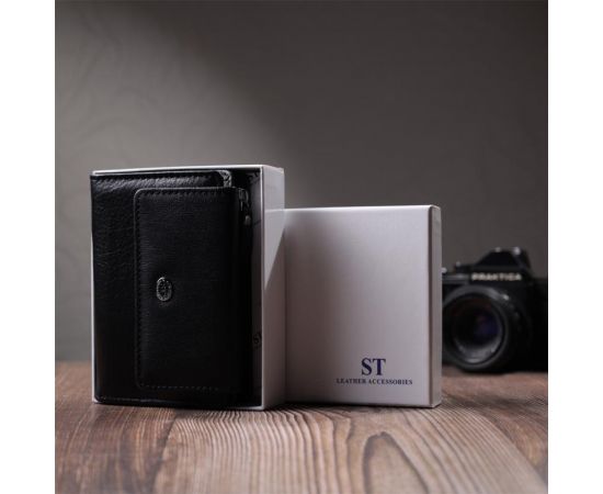 Купить Практичный кошелек с монетницей из натуральной кожи ST Leather 22740 Черный, фото , изображение 11, характеристики, отзывы