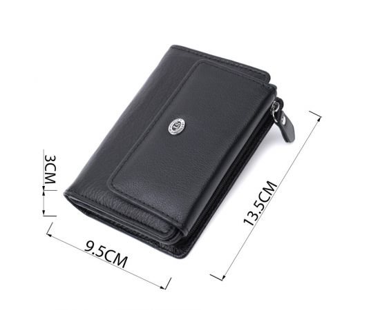 Купить Практичный кошелек с монетницей из натуральной кожи ST Leather 22740 Черный, фото , изображение 3, характеристики, отзывы