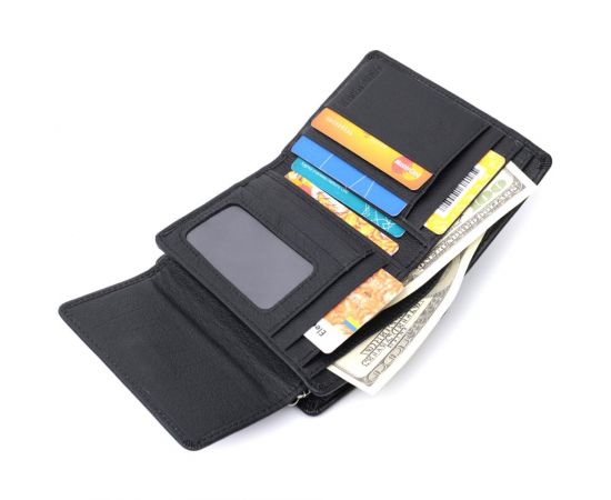 Купить Практичный кошелек с монетницей из натуральной кожи ST Leather 22740 Черный, фото , изображение 6, характеристики, отзывы