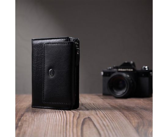 Купить Практичный кошелек с монетницей из натуральной кожи ST Leather 22740 Черный, фото , изображение 9, характеристики, отзывы