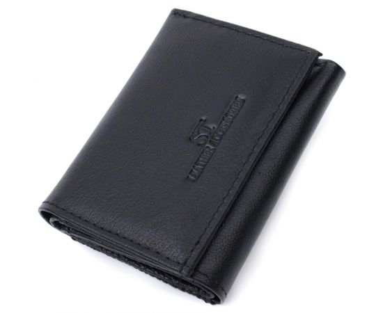 Купить Удобный компактный кошелек с монетницей из натуральной кожи ST Leather 22742 Черный, фото , характеристики, отзывы