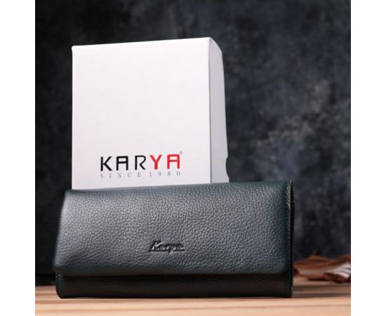 Купить Горизонтальный женский кошелек из натуральной кожи KARYA 22852 Зеленый, фото , изображение 12, характеристики, отзывы