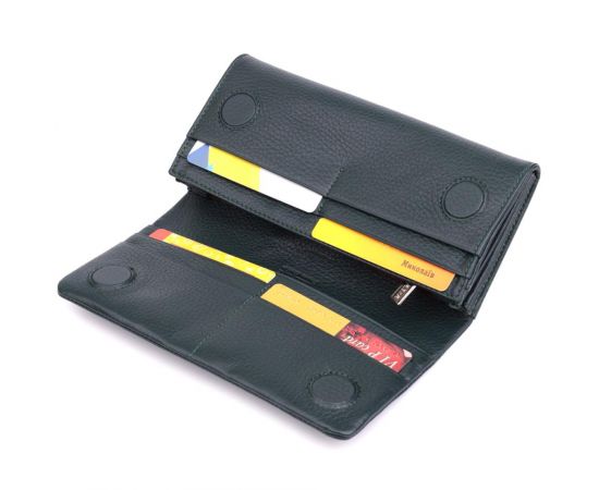 Купить Горизонтальный женский кошелек из натуральной кожи KARYA 22852 Зеленый, фото , изображение 7, характеристики, отзывы