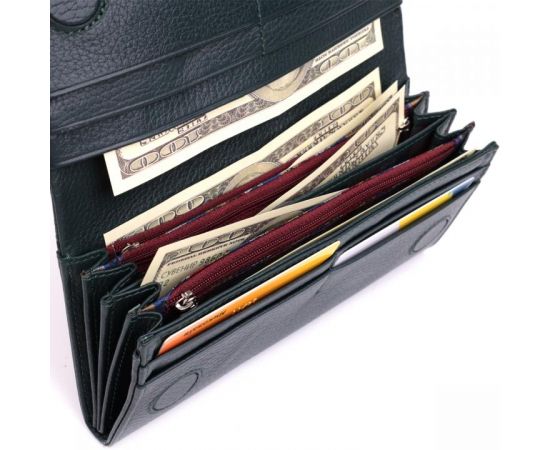 Купить Горизонтальный женский кошелек из натуральной кожи KARYA 22852 Зеленый, фото , изображение 8, характеристики, отзывы