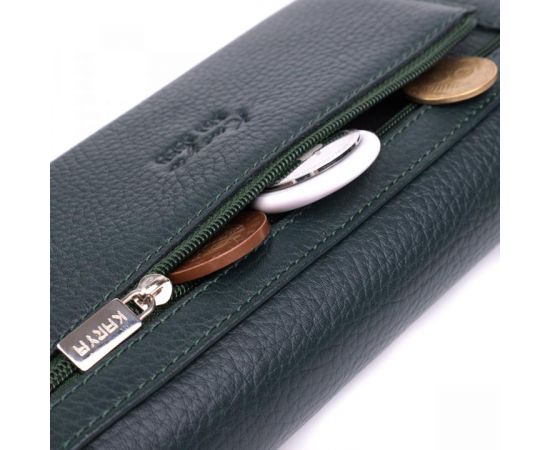 Купить Горизонтальный женский кошелек из натуральной кожи KARYA 22852 Зеленый, фото , изображение 9, характеристики, отзывы