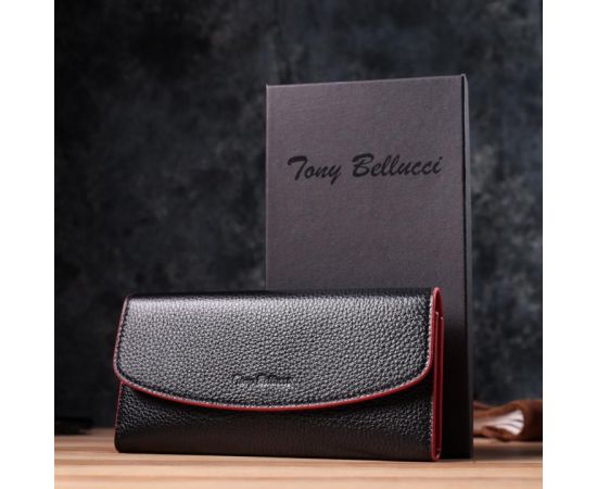 Купить Женский кошелек с треугольным клапаном из натуральной кожи Tony Bellucci 22860 Черный, фото , изображение 10, характеристики, отзывы