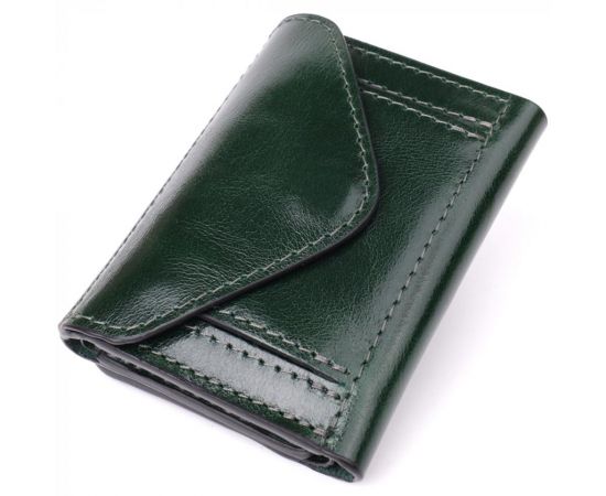 Купить Отменный кошелек в три сложения из натуральной гладкой кожи GRANDE PELLE 22944 Зеленый, фото , изображение 2, характеристики, отзывы