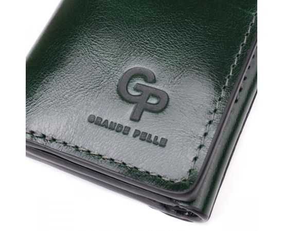 Купить Отменный кошелек в три сложения из натуральной гладкой кожи GRANDE PELLE 22944 Зеленый, фото , изображение 5, характеристики, отзывы