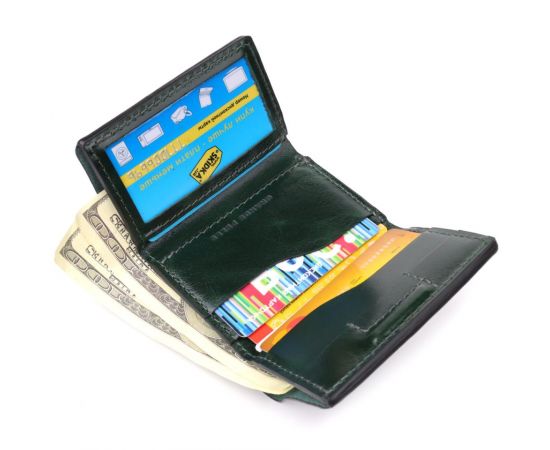 Купить Отменный кошелек в три сложения из натуральной гладкой кожи GRANDE PELLE 22944 Зеленый, фото , изображение 7, характеристики, отзывы