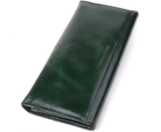 Купить Добротный кошелек в два сложения из натуральной гладкой кожи GRANDE PELLE 22945 Зеленый, фото , изображение 2, характеристики, отзывы