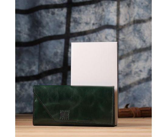 Купить Добротный кошелек в два сложения из натуральной гладкой кожи GRANDE PELLE 22945 Зеленый, фото , изображение 11, характеристики, отзывы