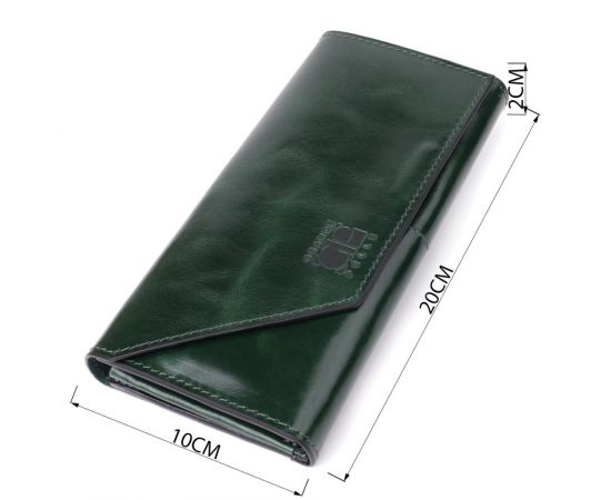 Купить Добротный кошелек в два сложения из натуральной гладкой кожи GRANDE PELLE 22945 Зеленый, фото , изображение 3, характеристики, отзывы