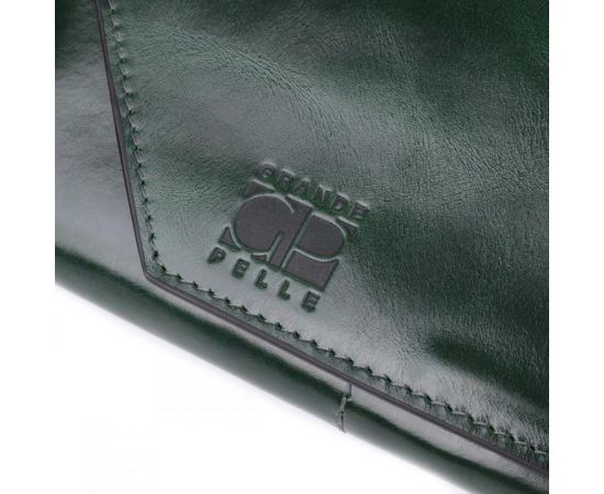 Купить Добротный кошелек в два сложения из натуральной гладкой кожи GRANDE PELLE 22945 Зеленый, фото , изображение 5, характеристики, отзывы
