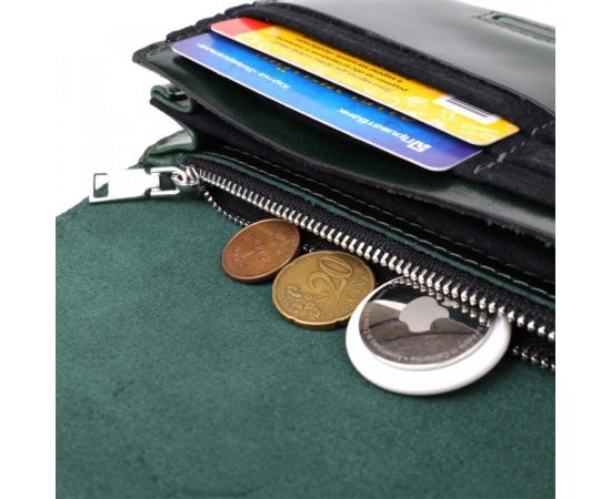 Купить Добротный кошелек в два сложения из натуральной гладкой кожи GRANDE PELLE 22945 Зеленый, фото , изображение 8, характеристики, отзывы