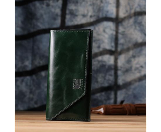 Купить Добротный кошелек в два сложения из натуральной гладкой кожи GRANDE PELLE 22945 Зеленый, фото , изображение 9, характеристики, отзывы