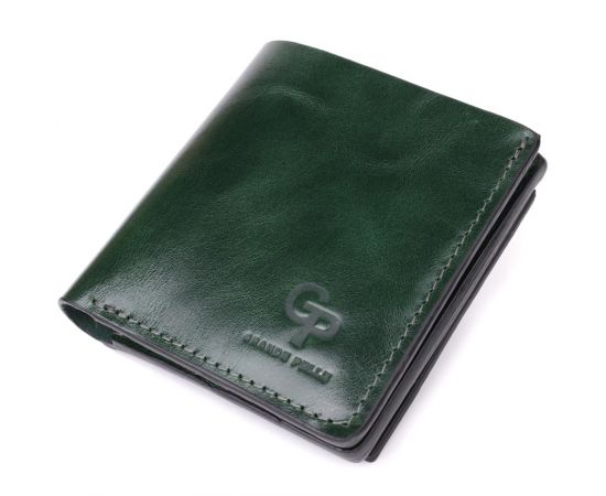 Купить Компактный кошелек в два сложения из натуральной гладкой кожи GRANDE PELLE 22946 Зеленый, фото , характеристики, отзывы