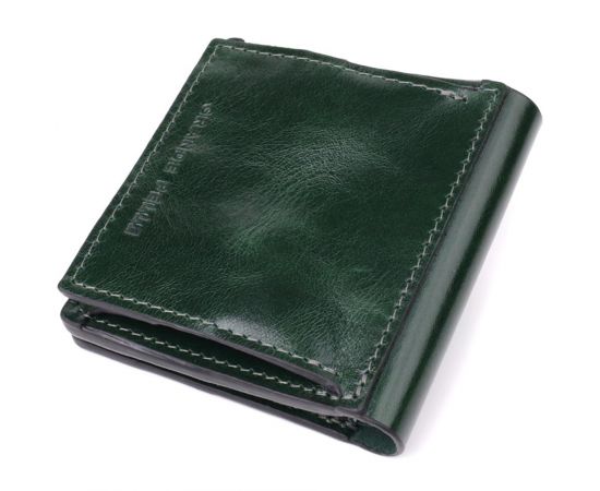 Купить Компактный кошелек в два сложения из натуральной гладкой кожи GRANDE PELLE 22946 Зеленый, фото , изображение 2, характеристики, отзывы