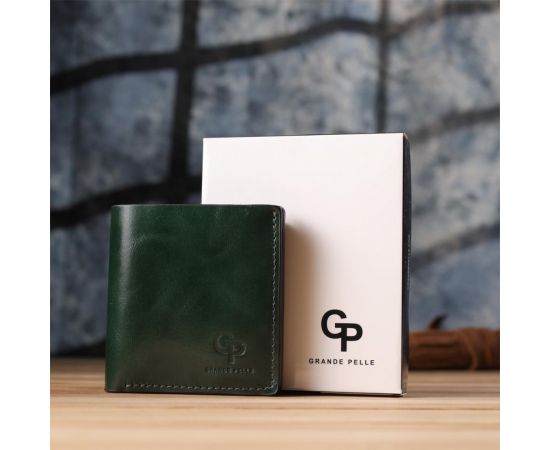Купить Компактный кошелек в два сложения из натуральной гладкой кожи GRANDE PELLE 22946 Зеленый, фото , изображение 11, характеристики, отзывы