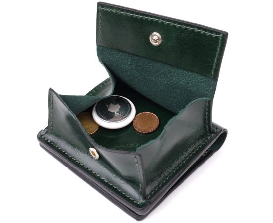 Купить Компактный кошелек в два сложения из натуральной гладкой кожи GRANDE PELLE 22946 Зеленый, фото , изображение 6, характеристики, отзывы