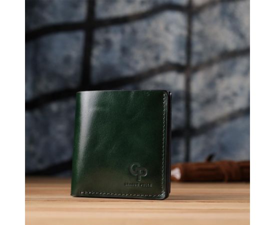 Купить Компактный кошелек в два сложения из натуральной гладкой кожи GRANDE PELLE 22946 Зеленый, фото , изображение 9, характеристики, отзывы