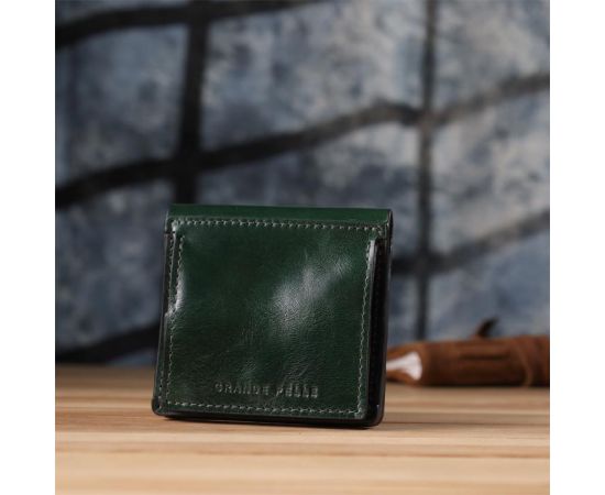 Купить Компактный кошелек в два сложения из натуральной гладкой кожи GRANDE PELLE 22946 Зеленый, фото , изображение 10, характеристики, отзывы