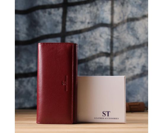 Купить Элегантный кошелек у два сложения из натуральной кожи ST Leather 23065 Бордовый, фото , изображение 12, характеристики, отзывы