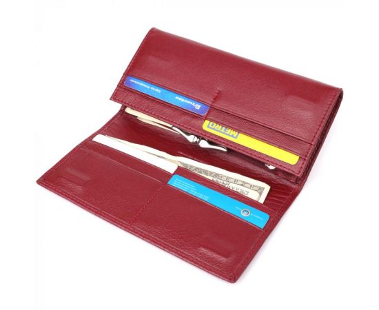 Купить Элегантный кошелек у два сложения из натуральной кожи ST Leather 23065 Бордовый, фото , изображение 7, характеристики, отзывы