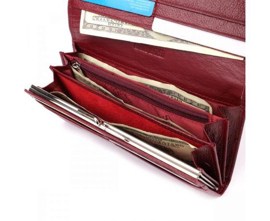 Купить Элегантный кошелек у два сложения из натуральной кожи ST Leather 23065 Бордовый, фото , изображение 8, характеристики, отзывы