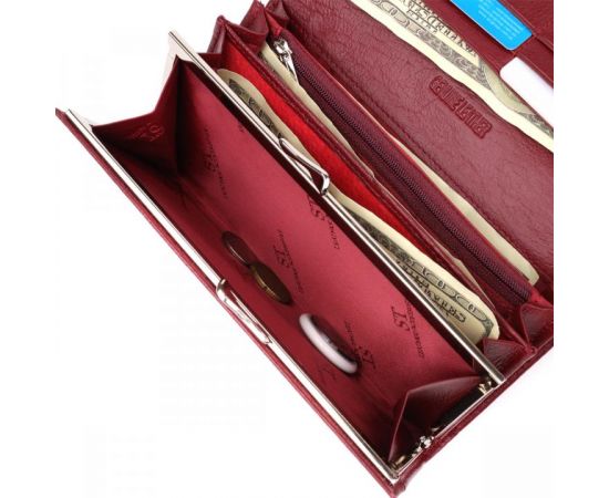 Купить Элегантный кошелек у два сложения из натуральной кожи ST Leather 23065 Бордовый, фото , изображение 9, характеристики, отзывы