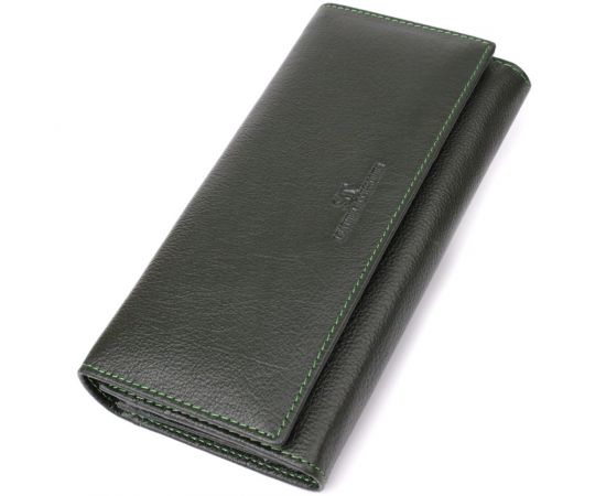 Купить Стильный кошелек у два сложения из натуральной кожи ST Leather 23066 Зеленый, фото , характеристики, отзывы