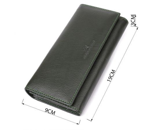 Купить Стильный кошелек у два сложения из натуральной кожи ST Leather 23066 Зеленый, фото , изображение 3, характеристики, отзывы
