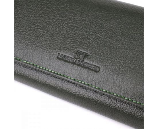 Купить Стильный кошелек у два сложения из натуральной кожи ST Leather 23066 Зеленый, фото , изображение 5, характеристики, отзывы