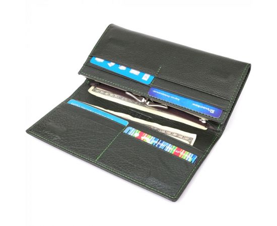 Купить Стильный кошелек у два сложения из натуральной кожи ST Leather 23066 Зеленый, фото , изображение 7, характеристики, отзывы