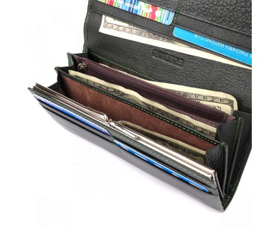 Купить Стильный кошелек у два сложения из натуральной кожи ST Leather 23066 Зеленый, фото , изображение 8, характеристики, отзывы