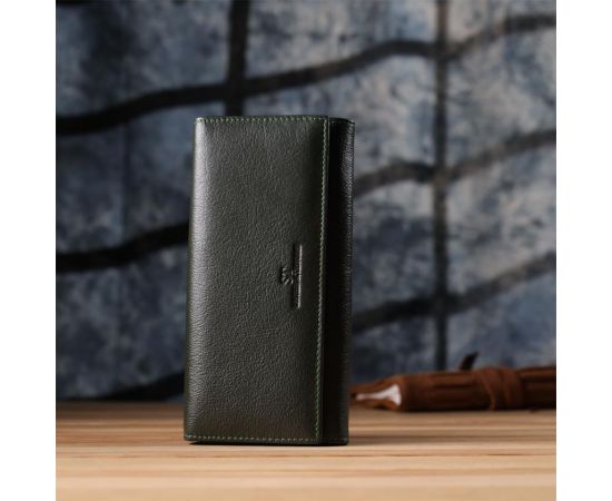 Купить Стильный кошелек у два сложения из натуральной кожи ST Leather 23066 Зеленый, фото , изображение 10, характеристики, отзывы