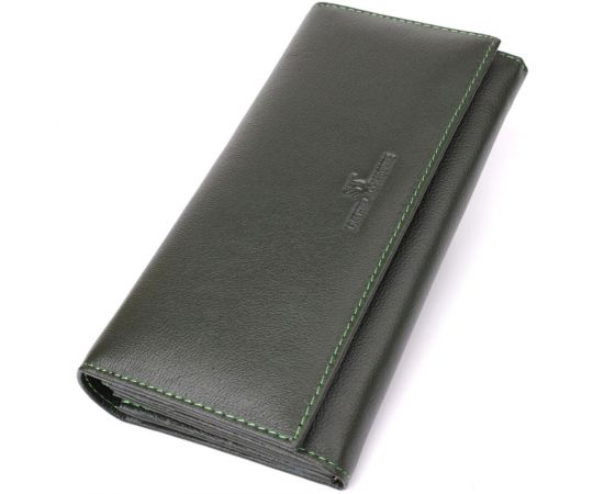 Купить Горизонтальный кошелек у два сложения из натуральной кожи ST Leather 23067 Зеленый, фото , характеристики, отзывы