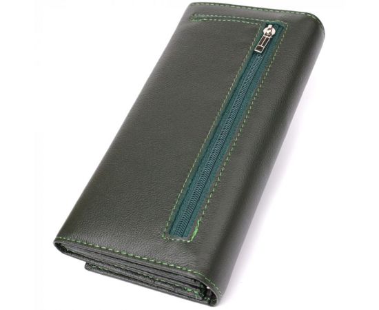 Купить Горизонтальный кошелек у два сложения из натуральной кожи ST Leather 23067 Зеленый, фото , изображение 2, характеристики, отзывы