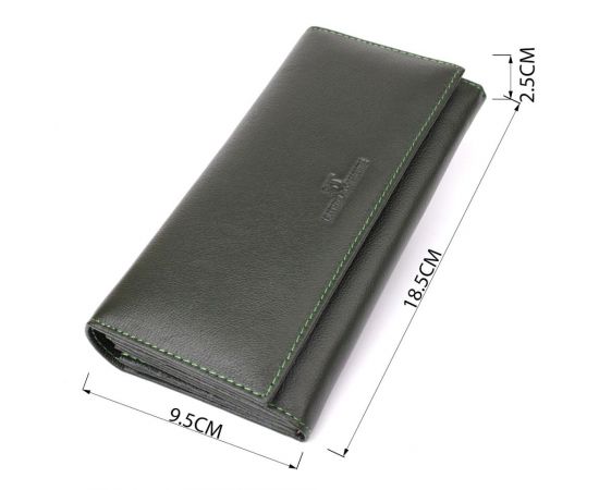 Купить Горизонтальный кошелек у два сложения из натуральной кожи ST Leather 23067 Зеленый, фото , изображение 3, характеристики, отзывы