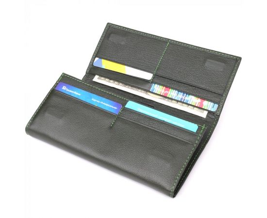 Купить Горизонтальный кошелек у два сложения из натуральной кожи ST Leather 23067 Зеленый, фото , изображение 6, характеристики, отзывы