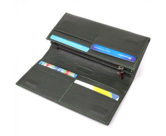 Купить Горизонтальный кошелек у два сложения из натуральной кожи ST Leather 23067 Зеленый, фото , изображение 8, характеристики, отзывы