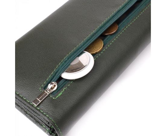 Купить Горизонтальный кошелек у два сложения из натуральной кожи ST Leather 23067 Зеленый, фото , изображение 9, характеристики, отзывы