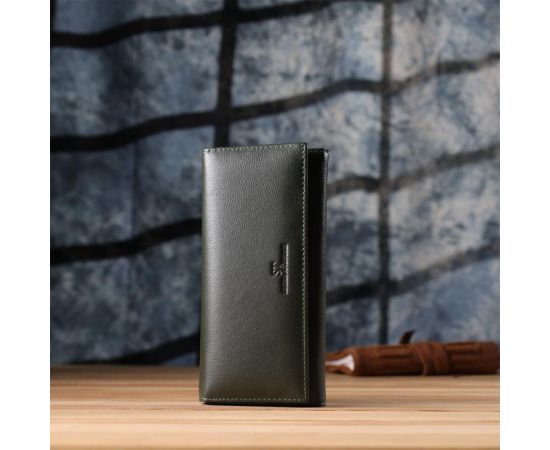 Купить Горизонтальный кошелек у два сложения из натуральной кожи ST Leather 23067 Зеленый, фото , изображение 10, характеристики, отзывы
